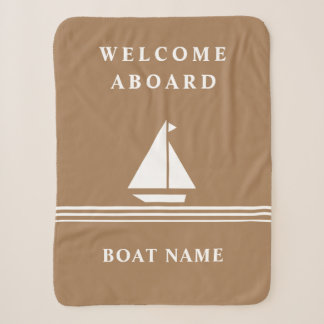 Elegant Khaki Boat Nautical Name Text Sherpa Blanket