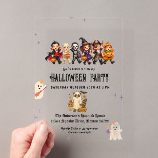 Elegant Kids Costume Party Halloween Acrylic Invitations