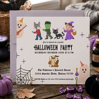 Elegant Kids Costume Party Halloween Invitation
