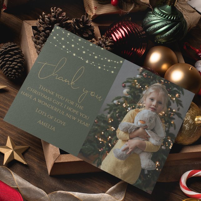 Elegant Kids Photo Christmas Thank You Card (Creator Uploaded)