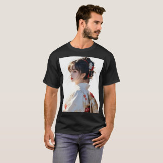 Elegant Kimono Girl Art Print – Japanese-Inspired  T-Shirt