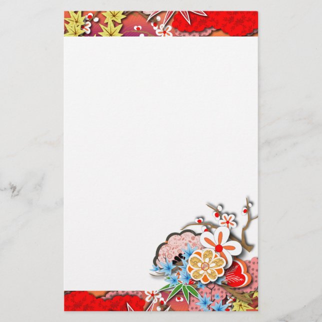 Elegant Kimono - Japanese Design Stationery (Front)