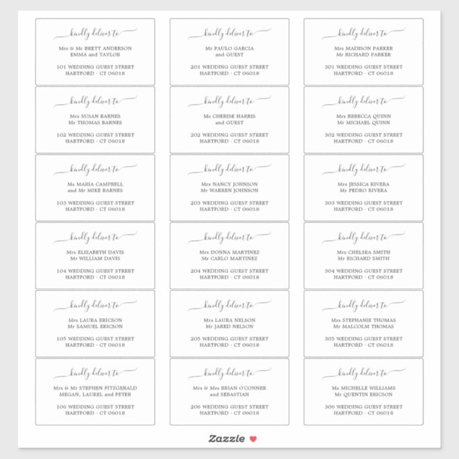 Elegant Kindly Deliver To Guest Address Label (Sheet)