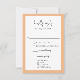Elegant Kindly Reply Peach Wedding Meal Choice RSVP Card