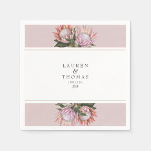 Elegant king protea flower napkins