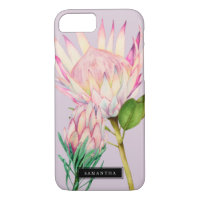 Elegant King Protea Pink Purple Watercolor Floral