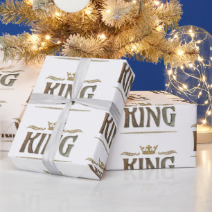 Elegant KING Royalty Lettering Crown Wrapping Paper
