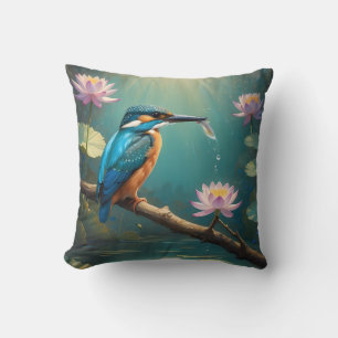 Elegant Kingfisher Bird  Cushion
