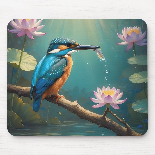 Elegant Kingfisher Bird  Mouse Mat (Front)