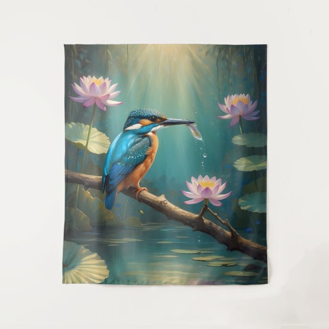 Elegant Kingfisher Bird  Tapestry (Front)