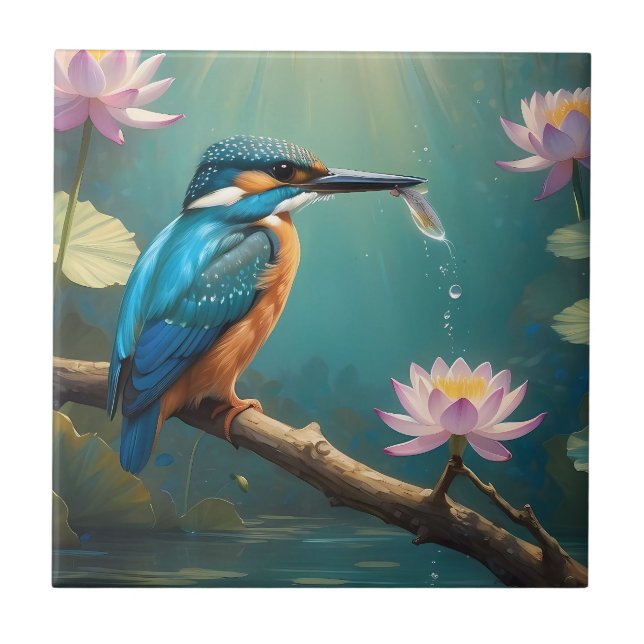 Elegant Kingfisher Bird  Tile (Front)