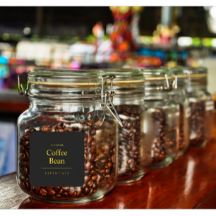 Elegant Kitchen Coffee Bean Golden Color Text Square Sticker