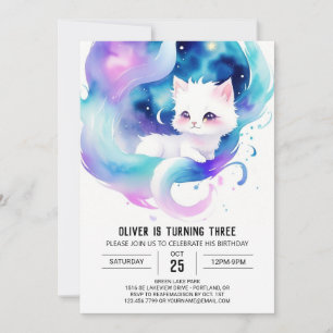 Elegant Kitty Magical Birthday Invitation