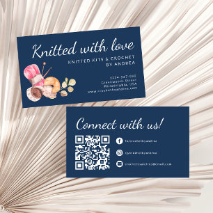 Elegant Knitted with Love Handmade Yarn Crochet Business Card