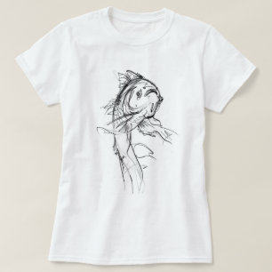 Elegant Koi Fish Abstract Sketch T-Shirt