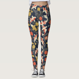 Elegant Koi Fish and Lotus Pattern Leggings