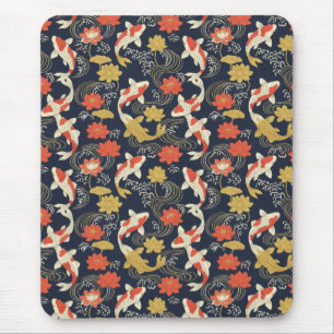 Elegant Koi Fish and Lotus Pattern Mouse Mat