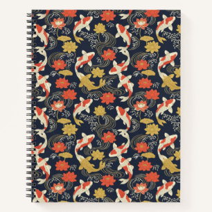 Elegant Koi Fish and Lotus Pattern Notebook