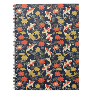 Elegant Koi Fish and Lotus Pattern Notebook