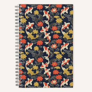 Elegant Koi Fish and Lotus Pattern Notebook