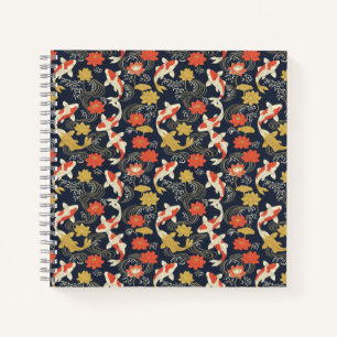 Elegant Koi Fish and Lotus Pattern Notebook