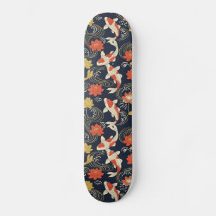 Elegant Koi Fish and Lotus Pattern Skateboard