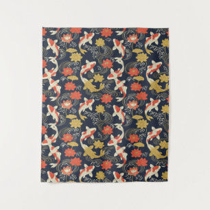 Elegant Koi Fish and Lotus Pattern Tapestry