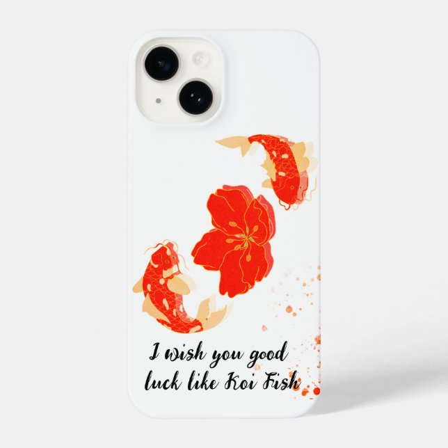Elegant Koi Fish and Red flower&golden| Jpanese  iPhone Case (Back)