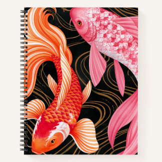 Elegant Koi Fish Japanese Watercolor Notebook