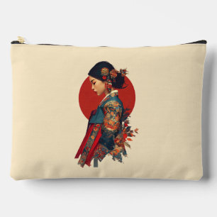 Elegant Korean Woman in Hanbok Portrait Art Canvas Accessory Pouch