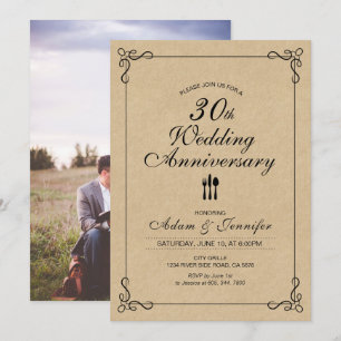Elegant kraft 30th Wedding Anniversary Invitation