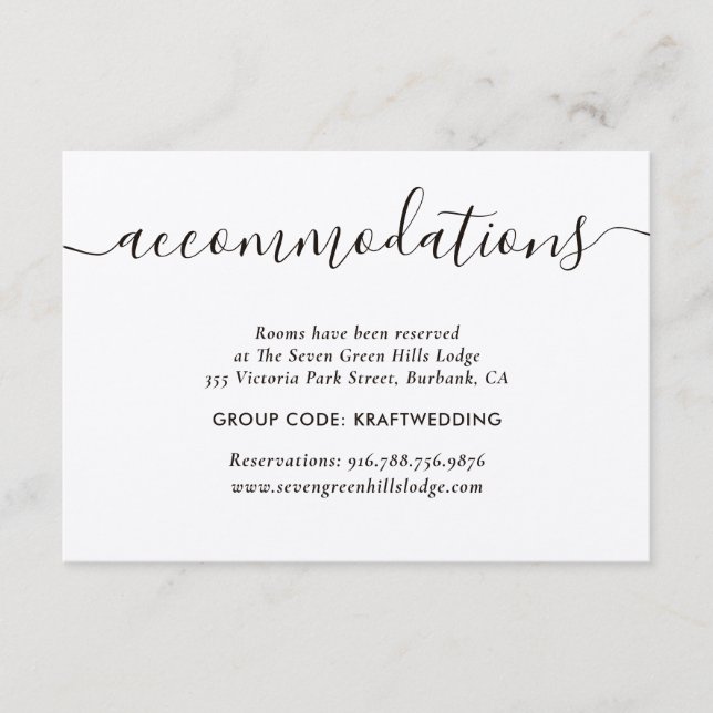 Elegant Kraft Paper Wedding Accommodation Cards (Front)