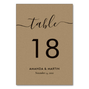 Elegant Kraft Paper Wedding Table Number