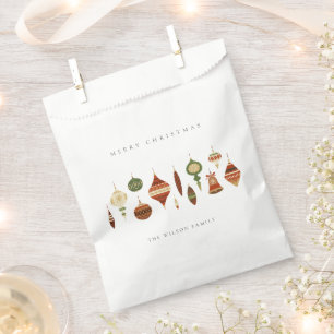 ELEGANT KRAFT RED GREEN STAR CHIRSTMAS ORNAMENTS FAVOUR BAGS