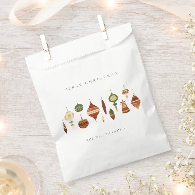 ELEGANT KRAFT RED GREEN STAR CHIRSTMAS ORNAMENTS FAVOUR BAGS (Clipped)