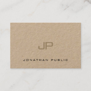 Elegant Kraft Sleek Modern Artistic Monogram Plain Business Card