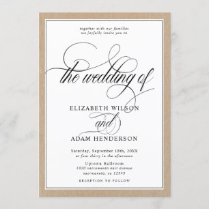 Elegant Kraft Texture Classic Wedding Invitation