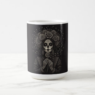 Elegant La Catrina Floral Skeleton Art Coffee Mug