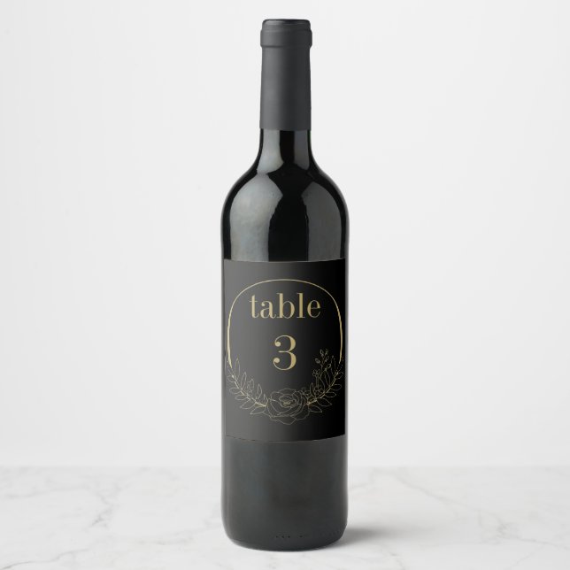 Elegant label for a bottle. Table number. (Front)