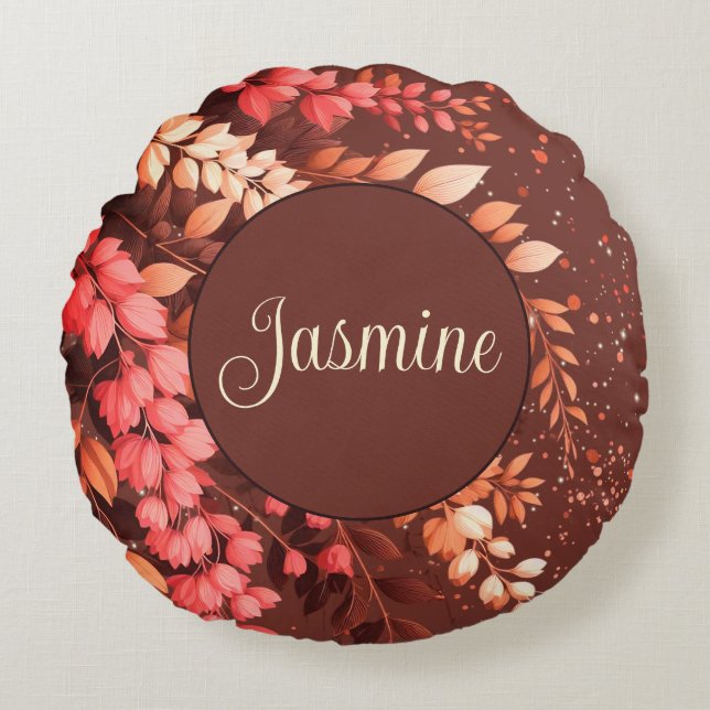 Elegant Laburnum Cascade Round Cushion (Front)