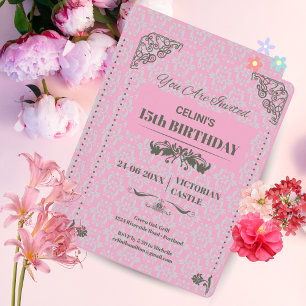Elegant Lace 15th Birthday Invitations – Pink