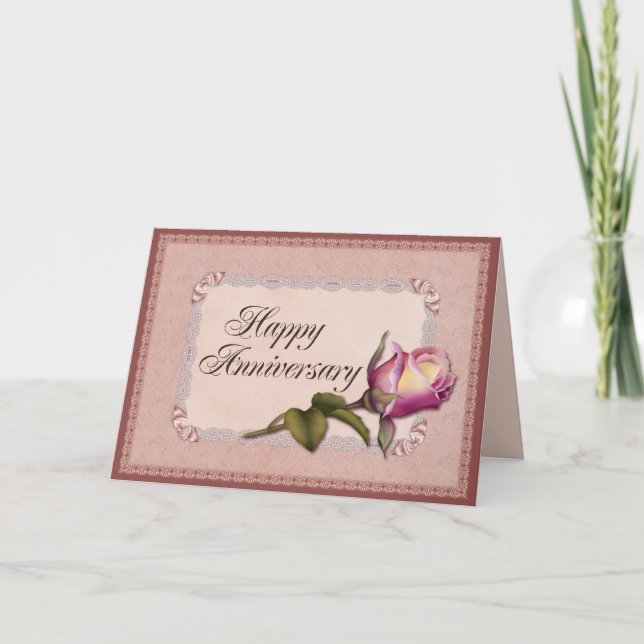 Elegant Lace Anniversary Card (Front)