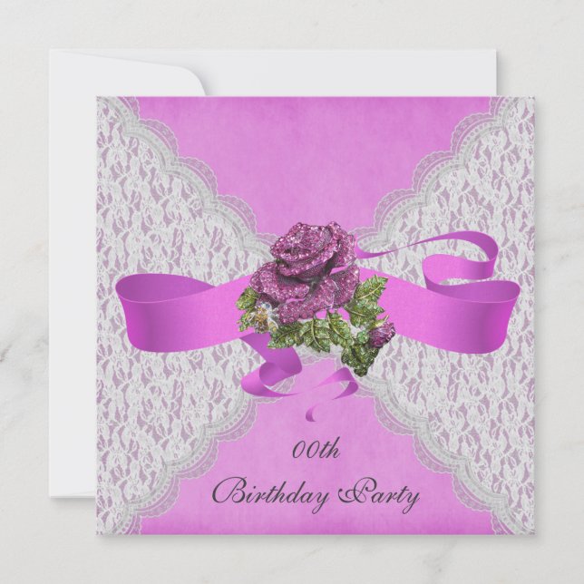 Elegant Lace Birthday Party Invitations (Front)