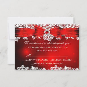 Elegant Lace & Bow Christmas Holiday RSVP