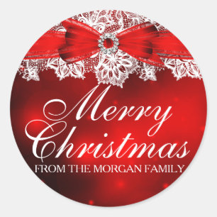 Elegant Lace & Bow Christmas Holiday Sticker
