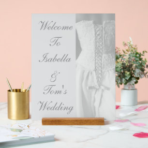 Elegant Lace Bridal Script Wedding Party Acrylic Sign