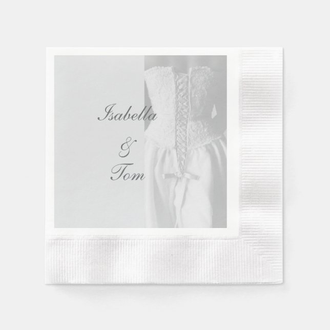 Elegant Lace Bridal Script Wedding Party Napkin (Front)