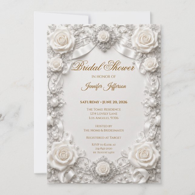 Elegant Lace Bridal Shower Invitation (Front)