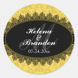 Elegant Lace & Damask Monogram Wedding Seals