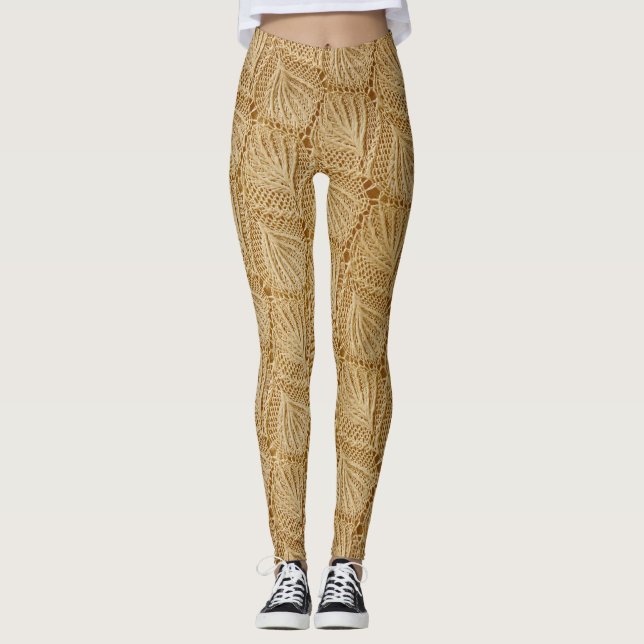 Elegant lace fabric: textured patterns. leggings (Front)